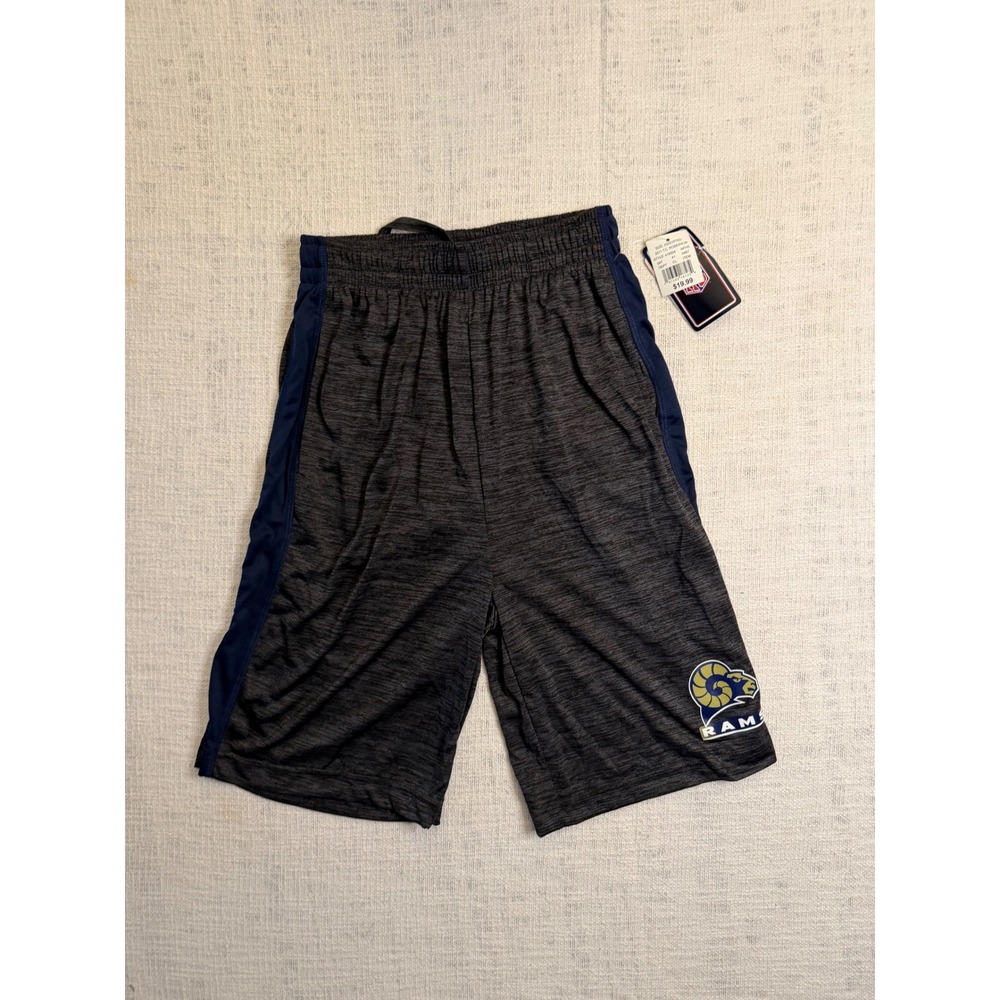NFL Los Angeles Rams Mens Small Athletic Shorts Gray Navy Space Dye Training NWT